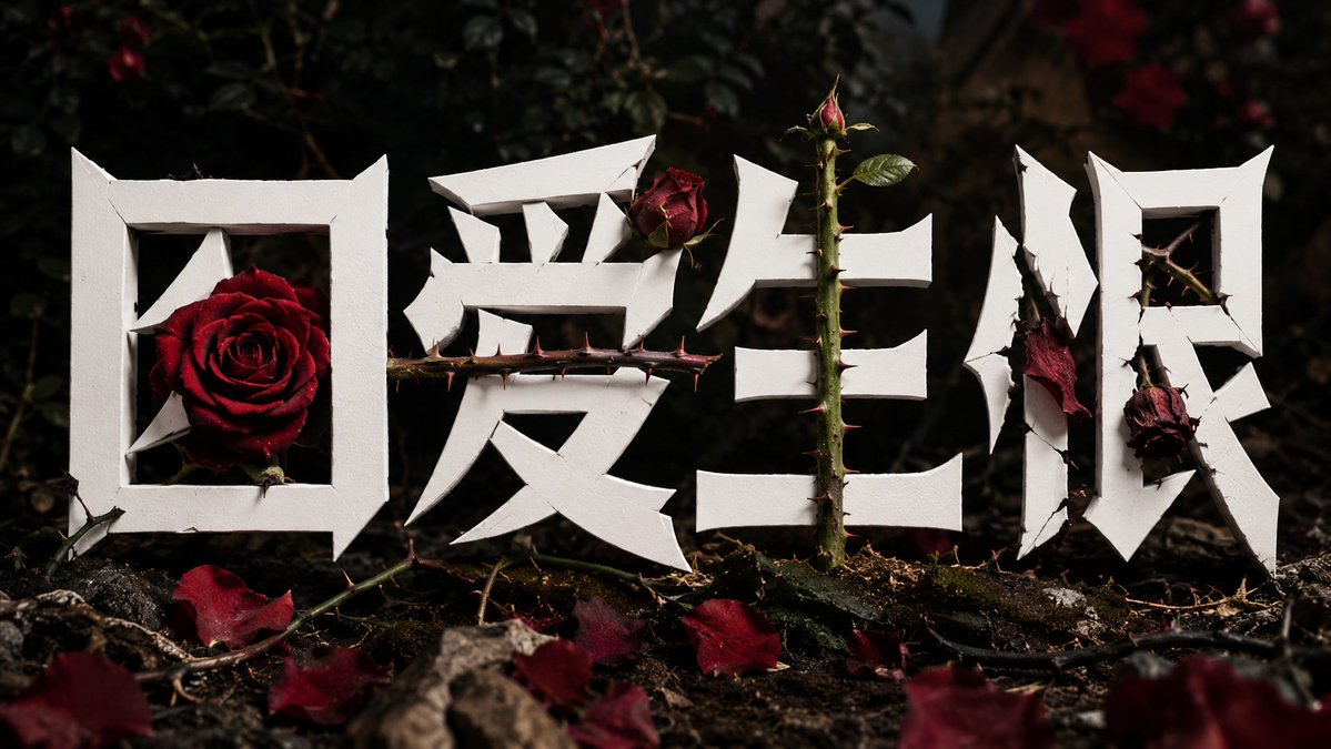 Chinese Character Lettering Poster With Embedded Objects — AI result, variation 4 of 4