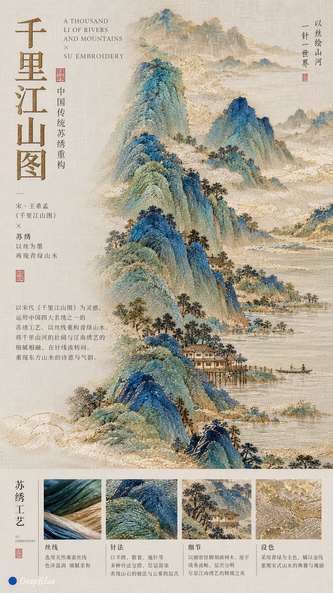 Chinese Embroidery Editorial Cover Poster — AI result, variation 2 of 4