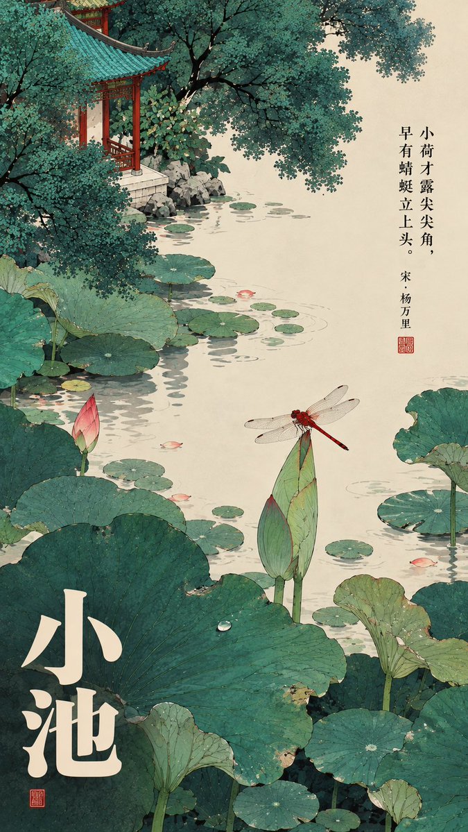 Chinese Poem Poster in Gongbi Style — AI result, variation 2 of 4