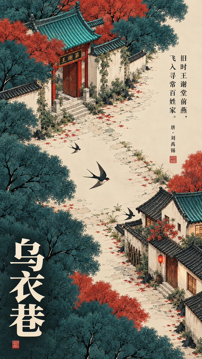 Chinese Poem Poster in Gongbi Style — AI result, variation 4 of 4