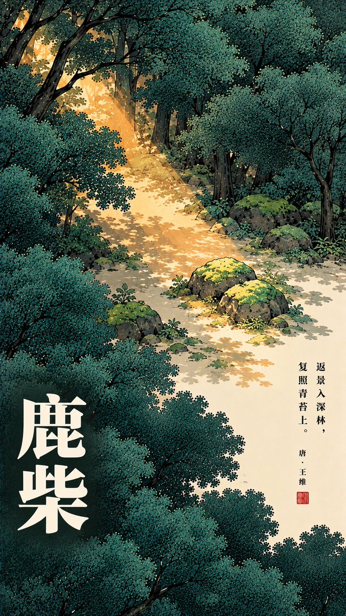 Chinese Poem Poster with Cranes and Willows — AI result, variation 3 of 4