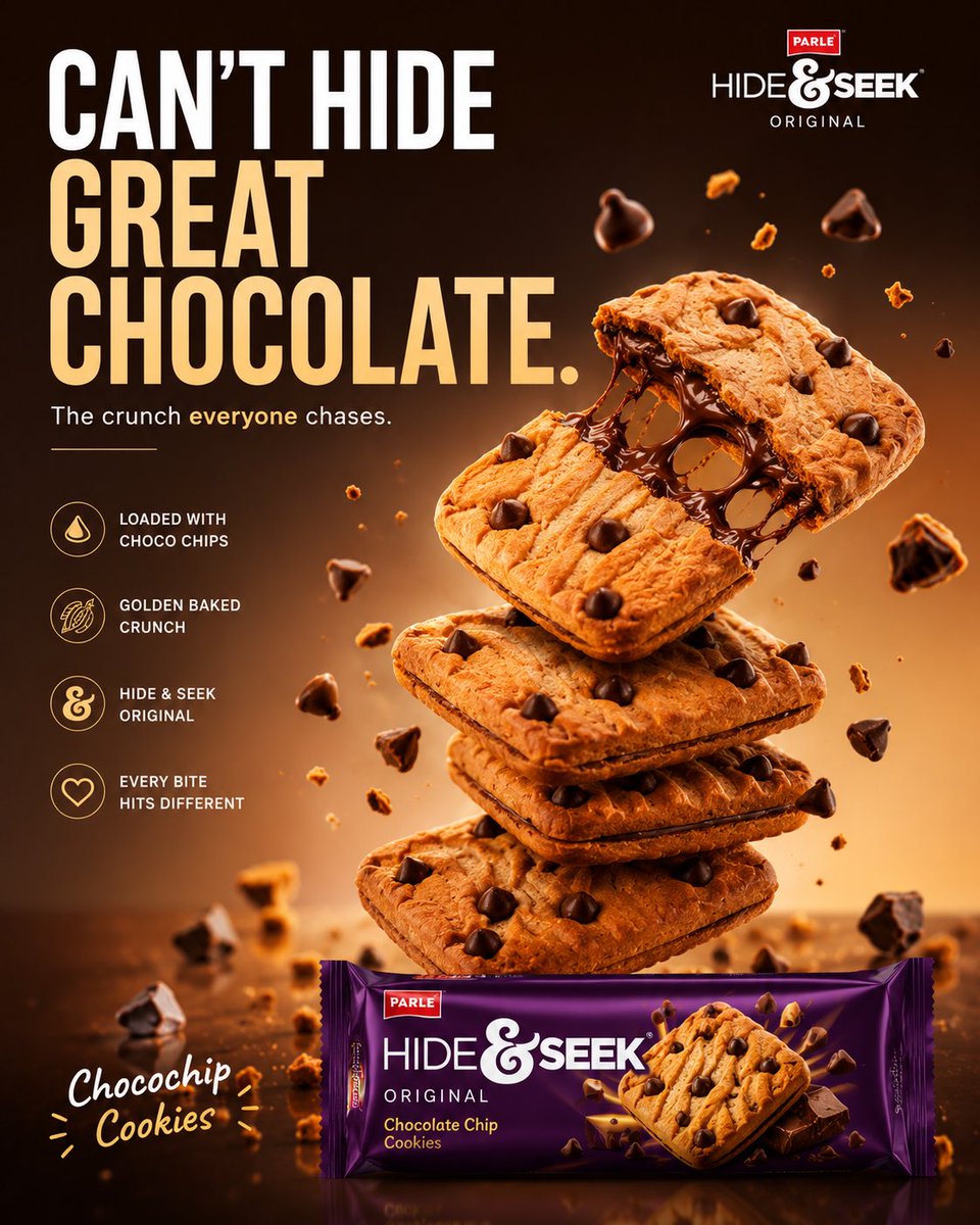 Chocolate Biscuit Ad Poster With Floating Crumbs — AI result, variation 2 of 4
