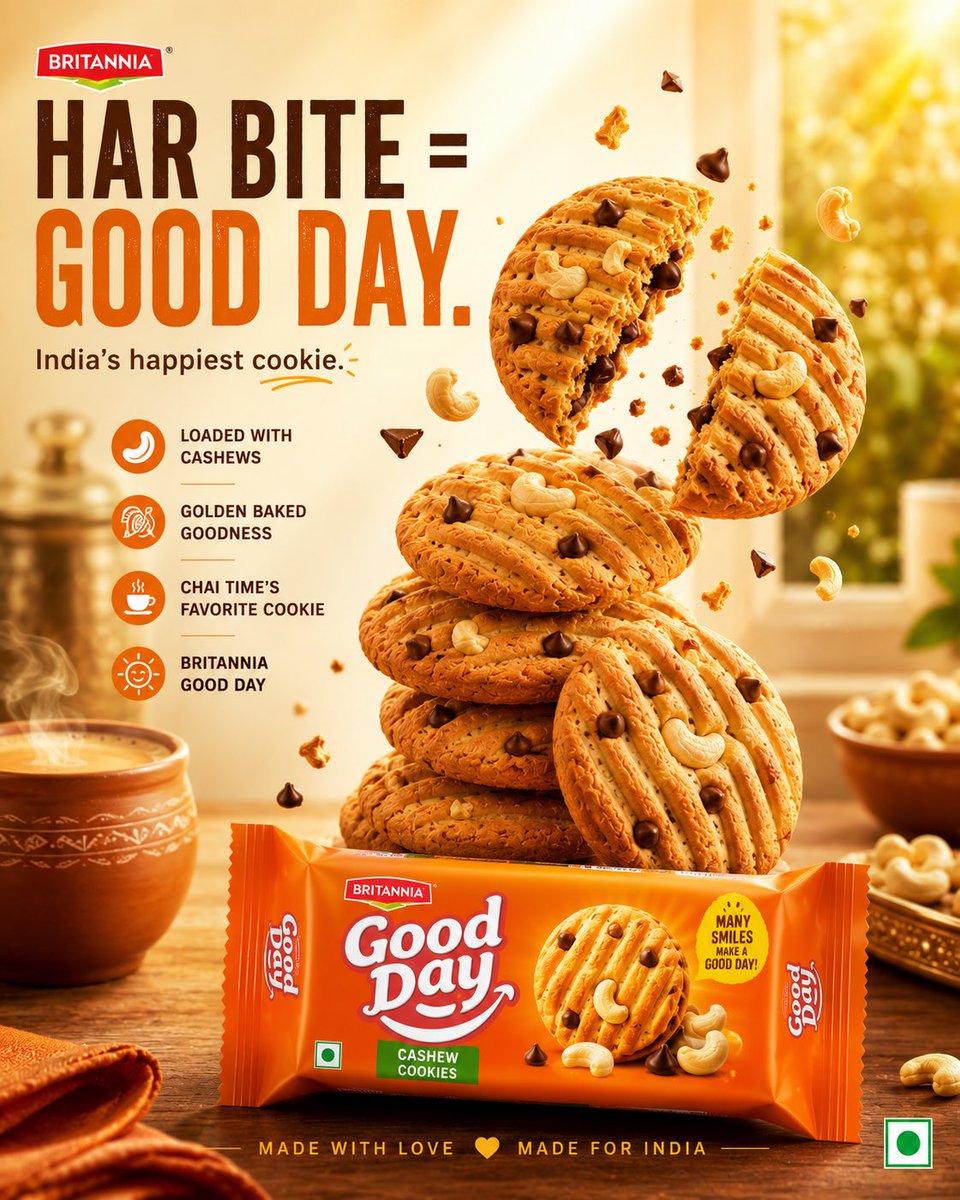 Chocolate Biscuit Ad Poster With Floating Crumbs — AI result, variation 3 of 4