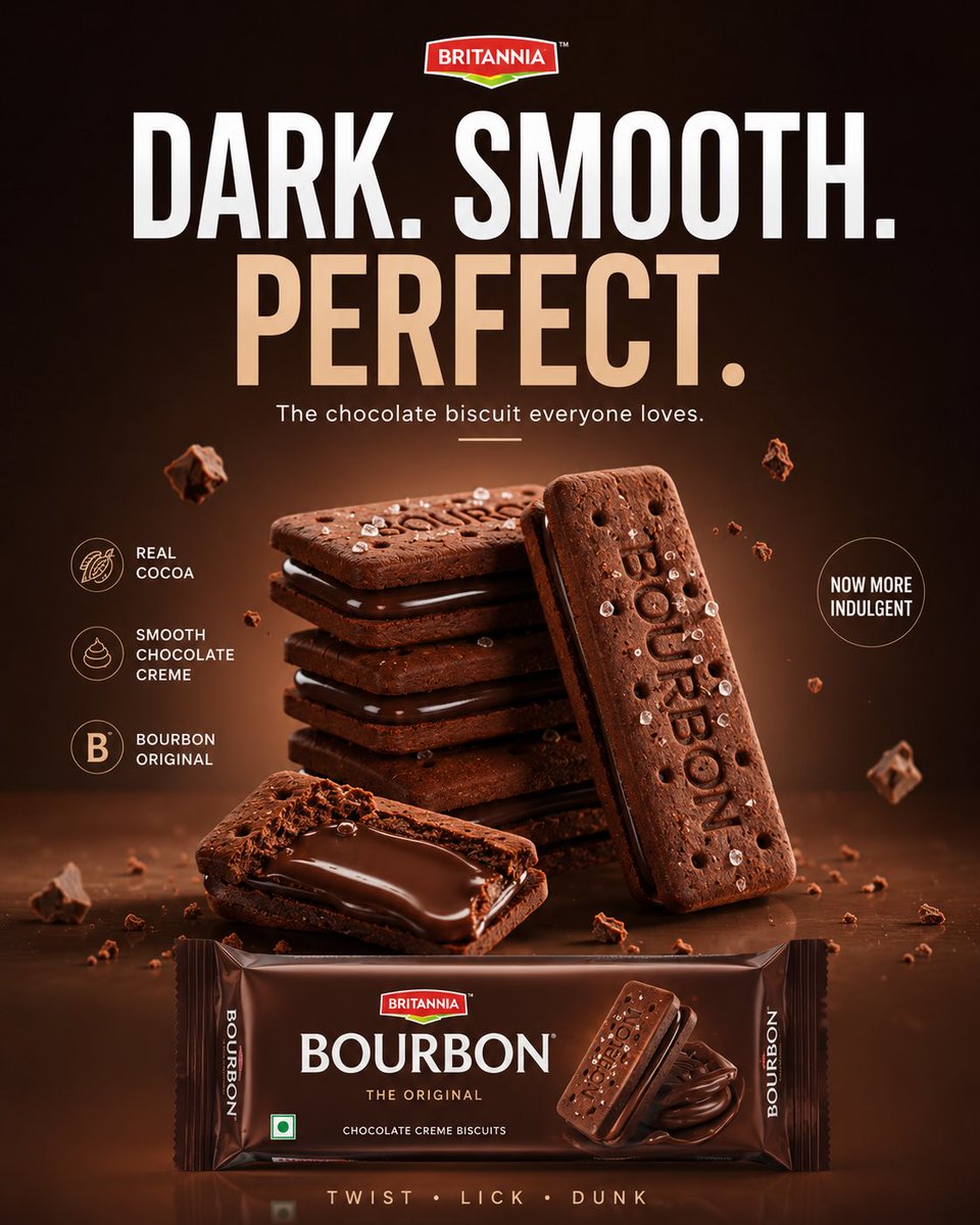 Chocolate Biscuit Ad Poster With Floating Crumbs — AI result, variation 4 of 4