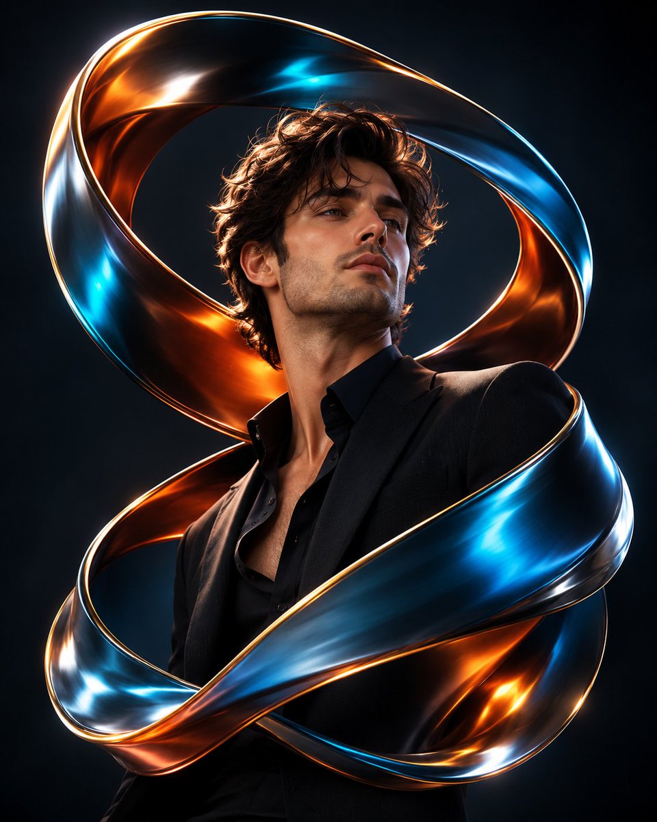 Chrome Ribbon Portrait in Luxury Editorial Style — AI result, variation 2 of 2