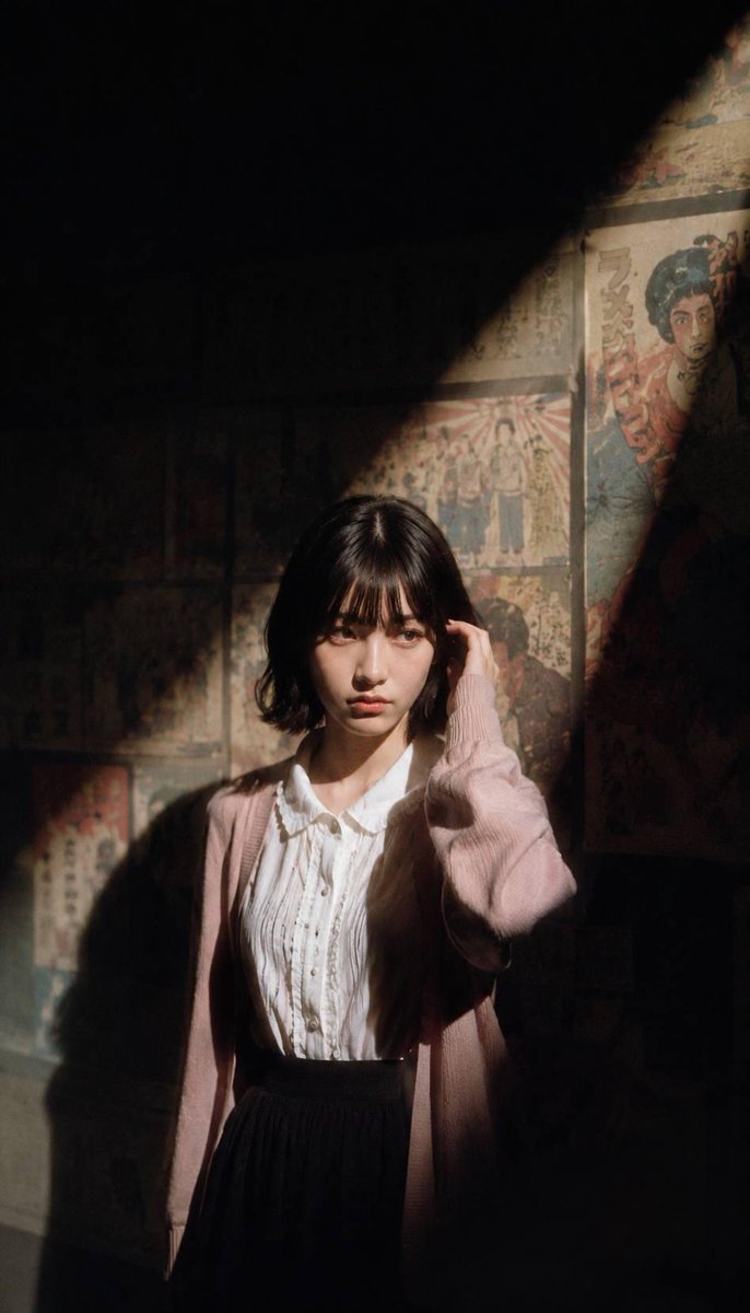 Cinematic Spotlight Portrait in a Dark Gallery — AI result, variation 2 of 3