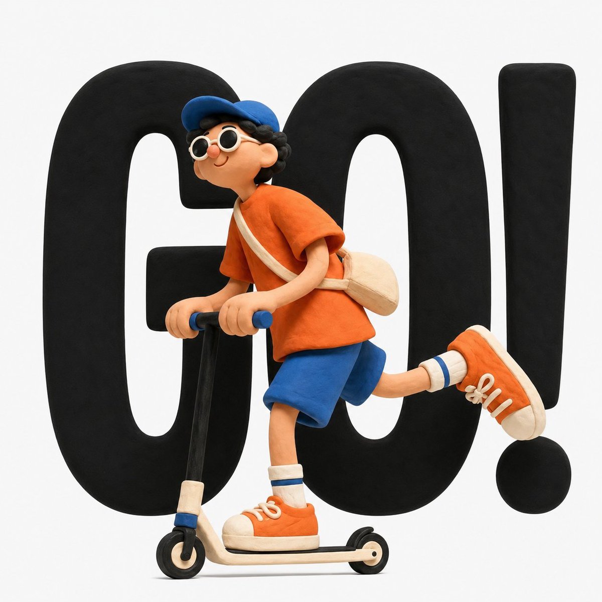 Clay Character Playing With Giant Typography Poster — AI result, variation 2 of 4