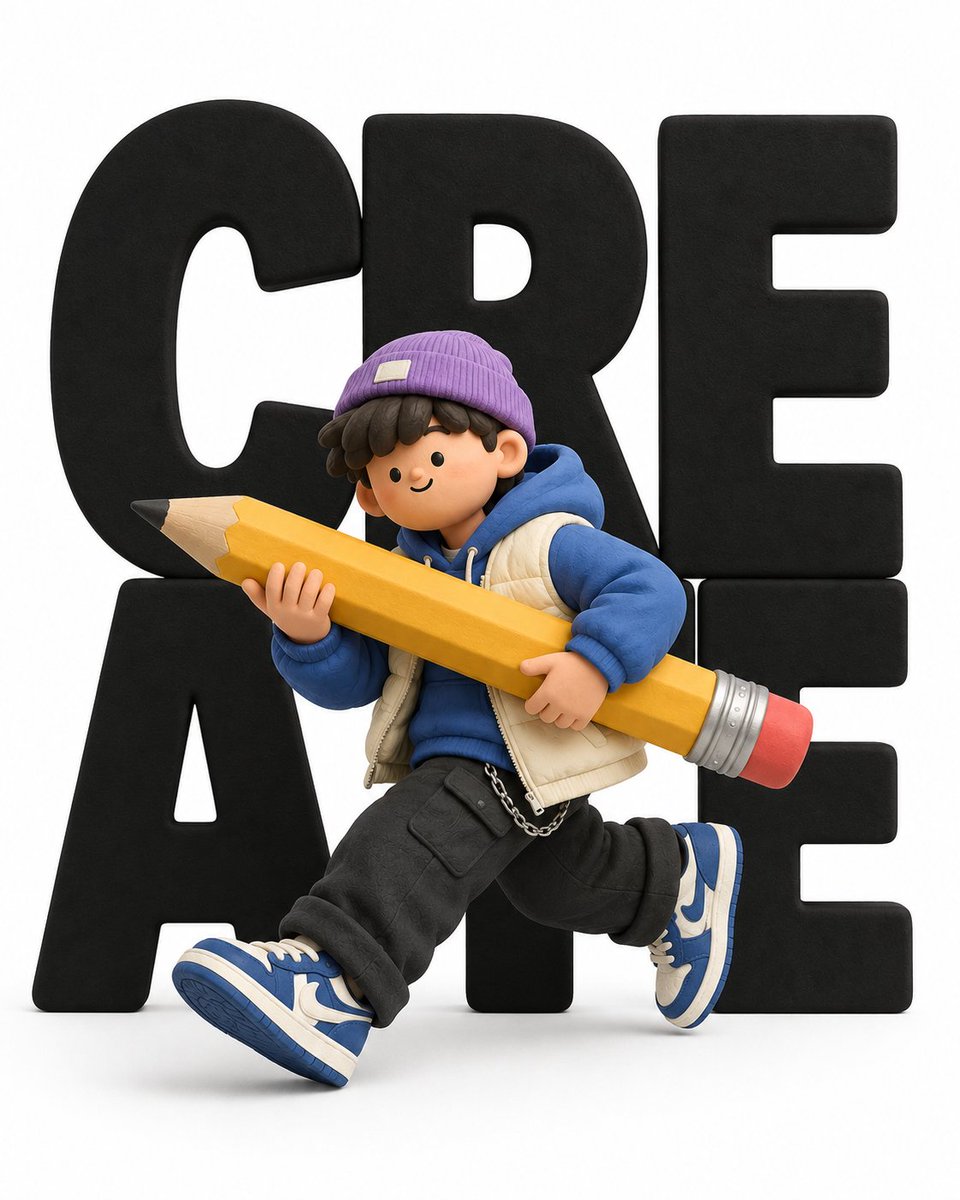 Clay Character Playing With Giant Typography Poster — AI result, variation 4 of 4