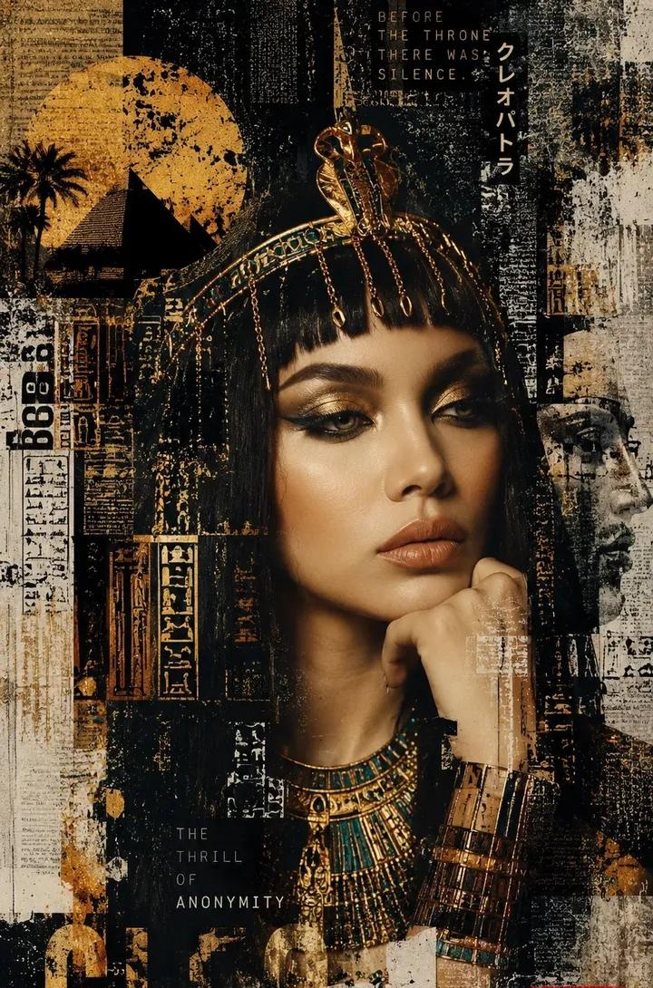 Cleopatra Noir Collage Portrait in Mixed Media — AI result, variation 2 of 2