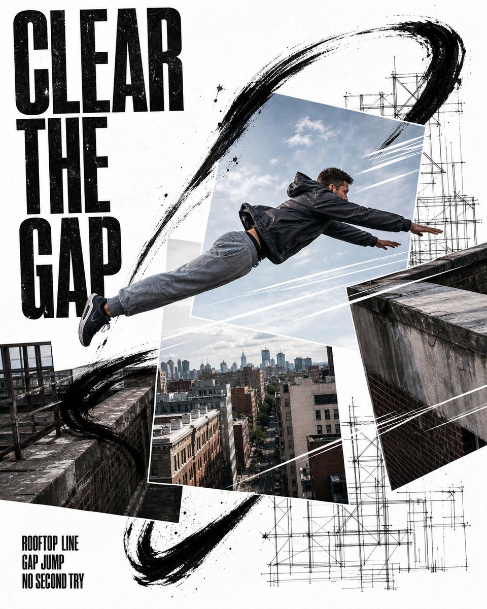 Climber Dyno Leap Poster With Brush and Wireframe — AI result, variation 4 of 4