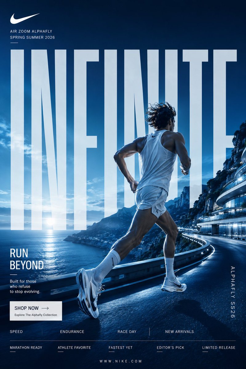 Coastal Running Poster With Giant Typography — AI result, variation 3 of 4