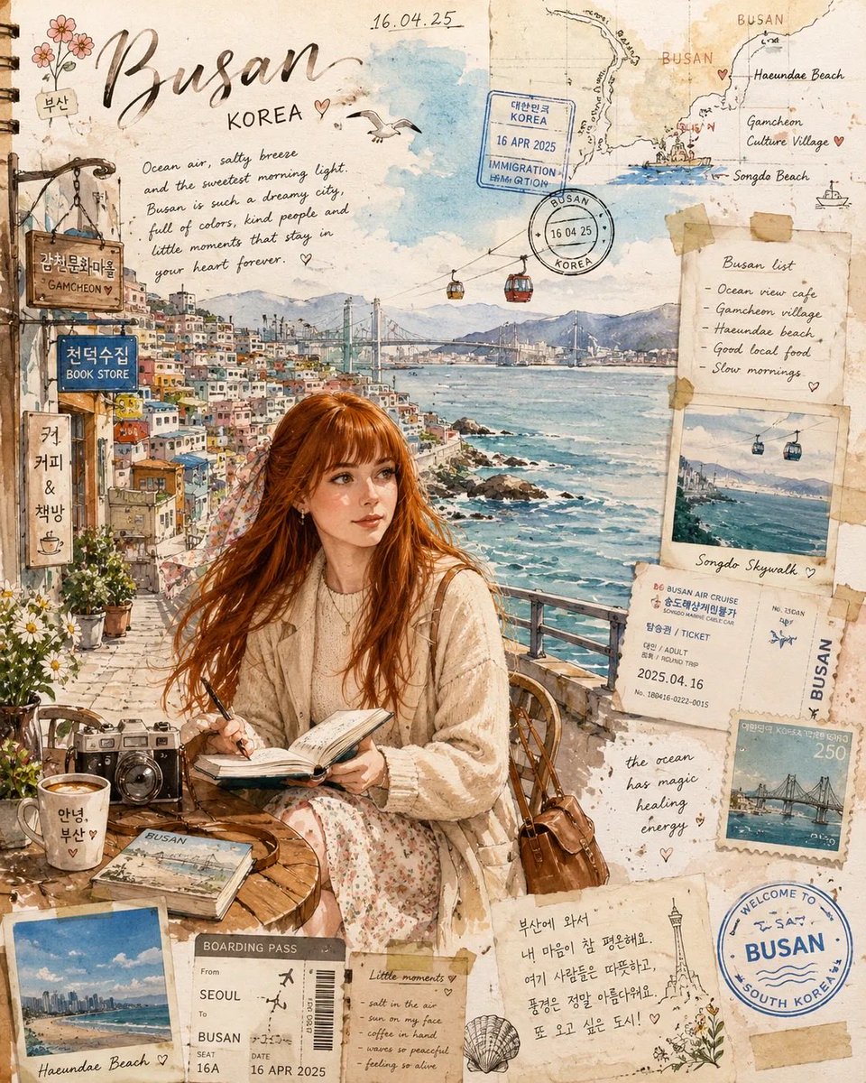 Coastal Travel Journal Page with Scrapbook Notes — AI result, variation 2 of 2