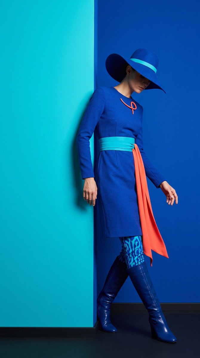 Cobalt and Turquoise Color-Block Fashion Portrait — AI result, variation 2 of 2