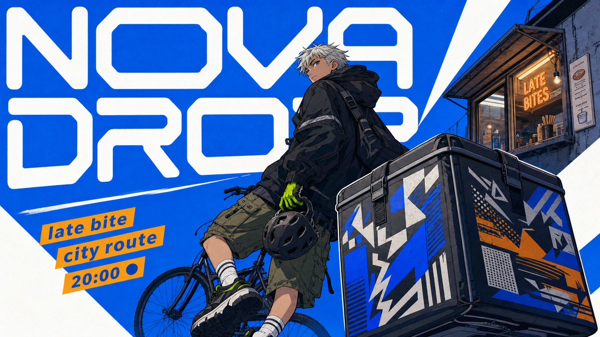 Cobalt Poster With Manga Character and Oversized Title — AI result, variation 3 of 4