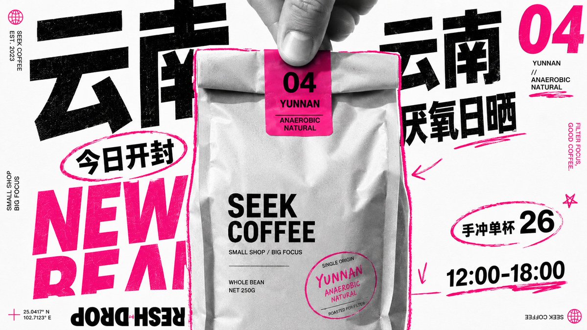 Coffee Bag Graphic Collage Poster With Blue Accent — AI result, variation 4 of 4