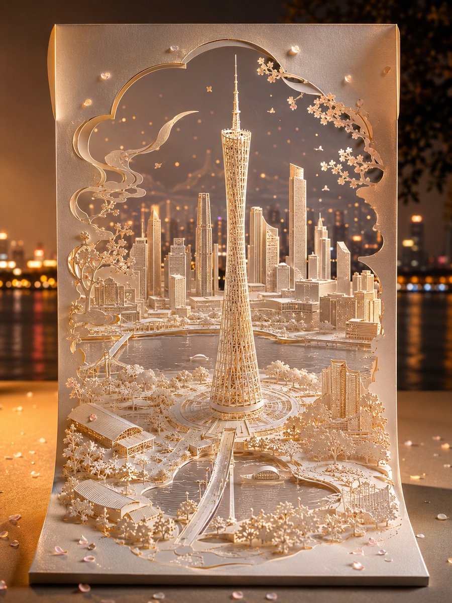 Connected City Skyline Paper-Cut Sculpture — AI result, variation 2 of 3
