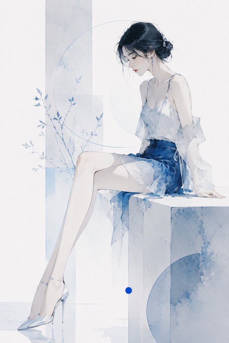 Cool Blue Silhouette Poster Art With Negative Space — AI result, variation 4 of 4