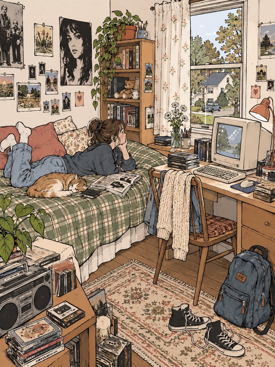 Cozy Dream Room Illustration Across Eras and Countries — AI result, variation 4 of 4