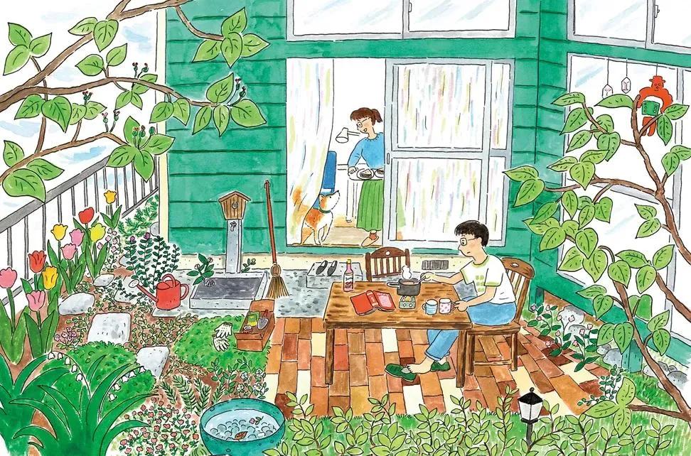 Cozy Vintage Storybook Everyday Life Scene — AI result, variation 3 of 4