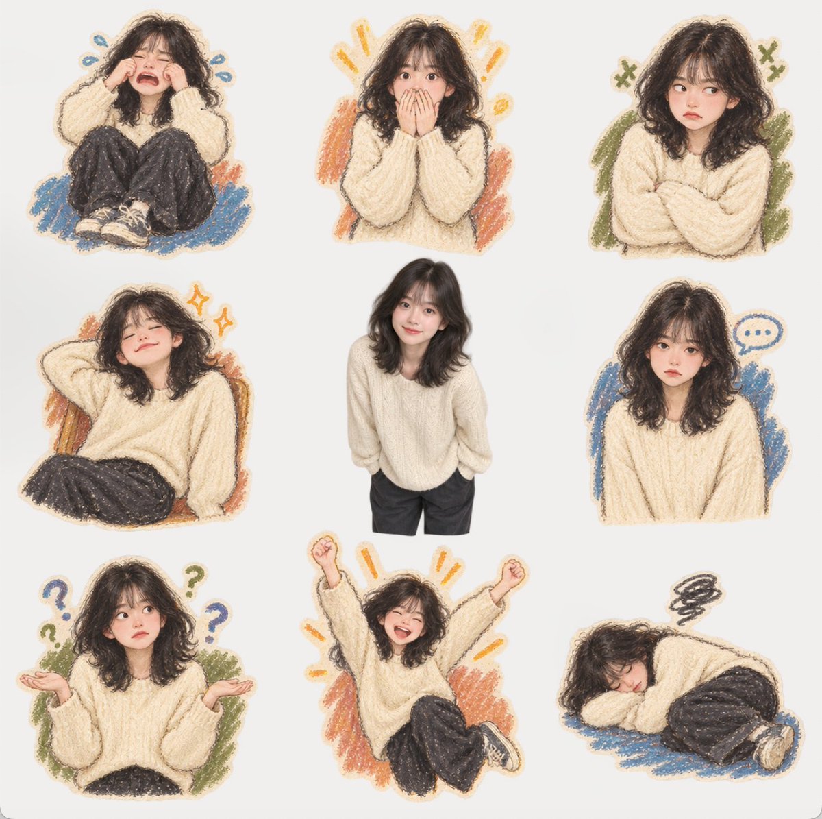 Crayon Meme Sticker Sheet From Your Photo — AI result, variation 2 of 2