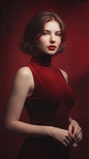 Crimson Shadow Portrait Series With Auburn Hair — AI result, variation 2 of 4