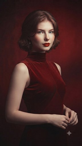 Crimson Shadow Portrait Series With Auburn Hair — AI result, variation 4 of 4