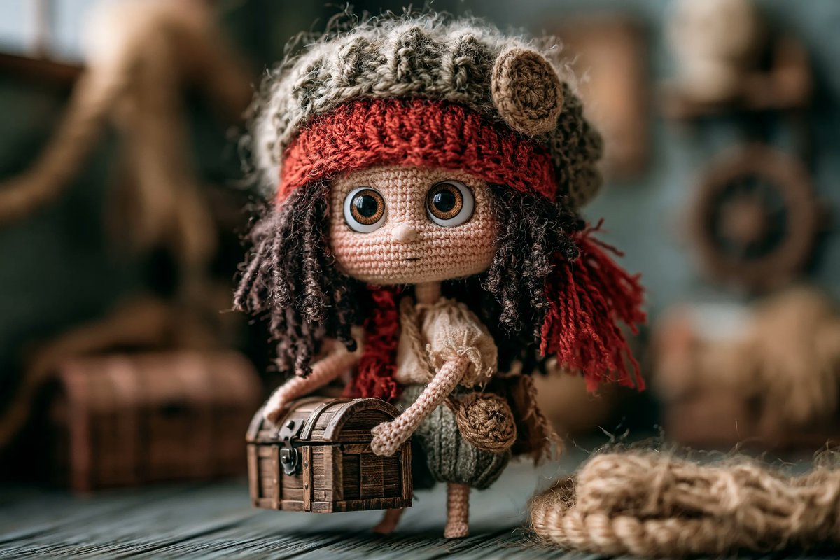 Crochet Amigurumi Doll Character in Yarn — AI result, variation 2 of 4
