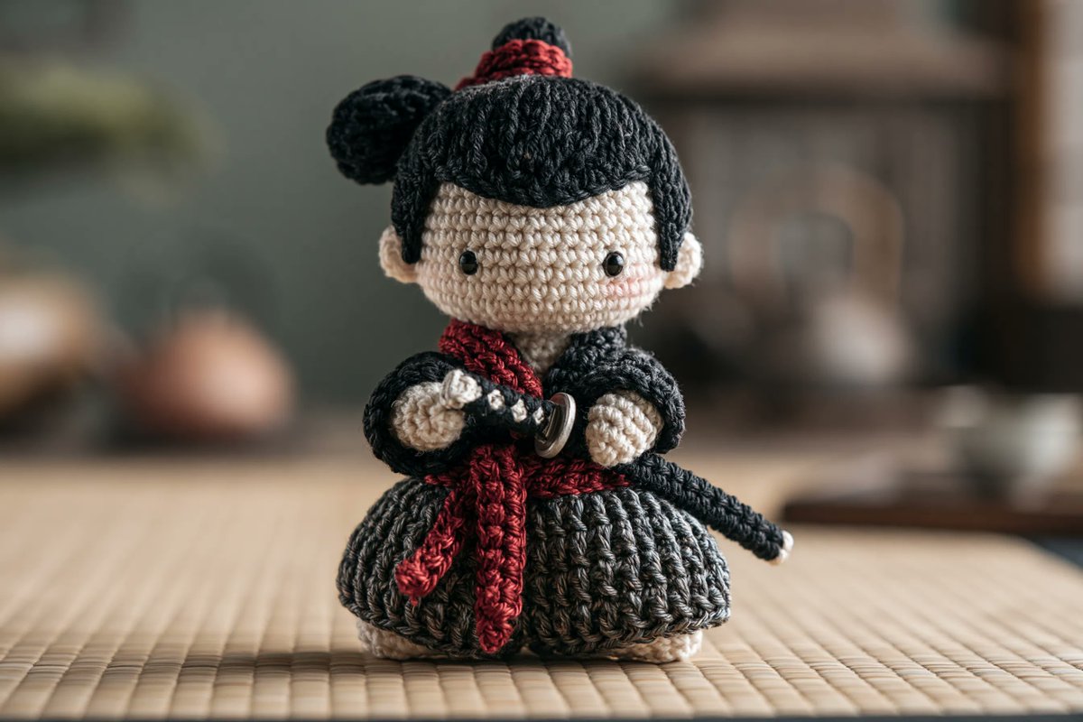 Crochet Amigurumi Doll Character in Yarn — AI result, variation 3 of 4
