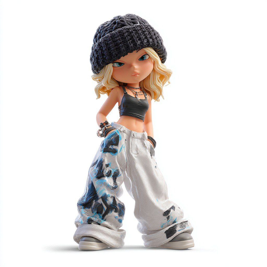 Crystal Resin Blind Box Girl in Streetwear — AI result, variation 2 of 4
