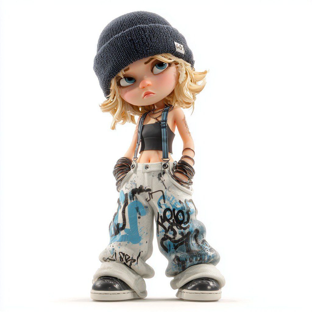 Crystal Resin Blind Box Girl in Streetwear — AI result, variation 3 of 4