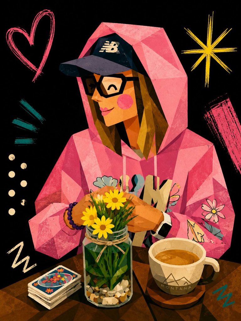 Cubist Kawaii Portrait Vector Poster — AI result, variation 4 of 4