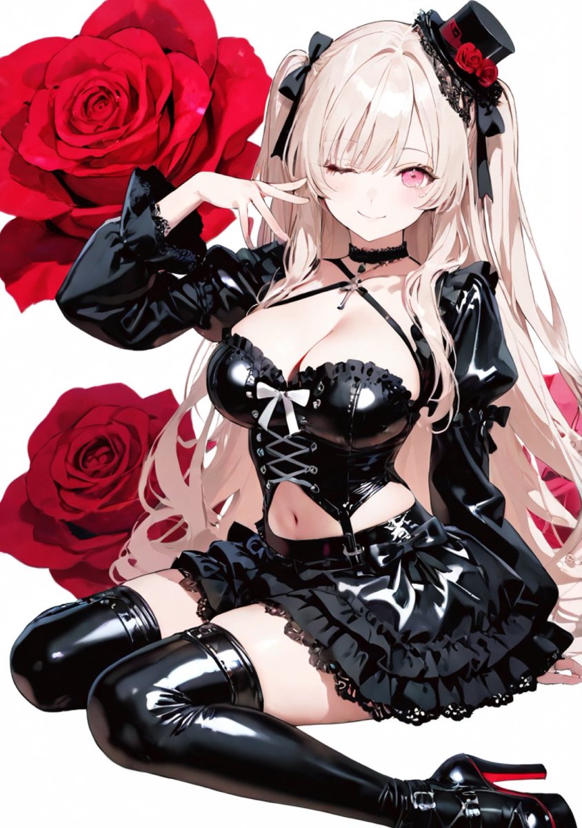 Cute Gothic Outfit Illustration With Latex Ruffles — AI result, variation 2 of 4