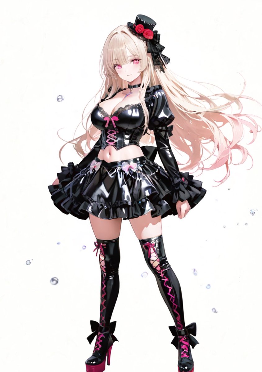 Cute Gothic Outfit Illustration With Latex Ruffles — AI result, variation 3 of 4