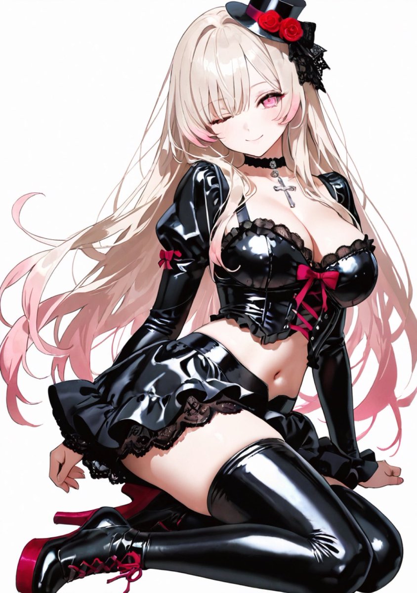 Cute Gothic Outfit Illustration With Latex Ruffles — AI result, variation 4 of 4
