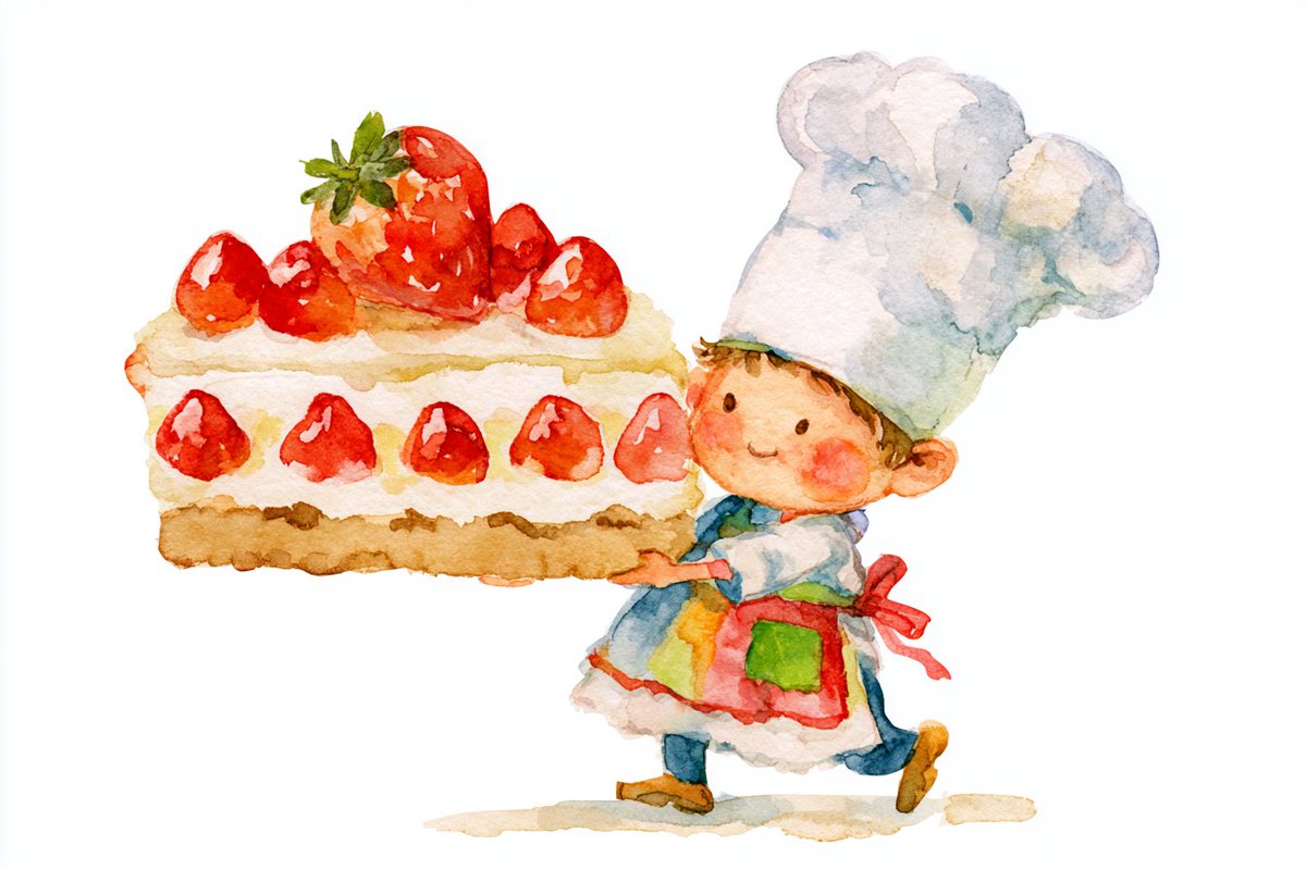 Cute Watercolor Character With Prop Clip Art — AI result, variation 3 of 4