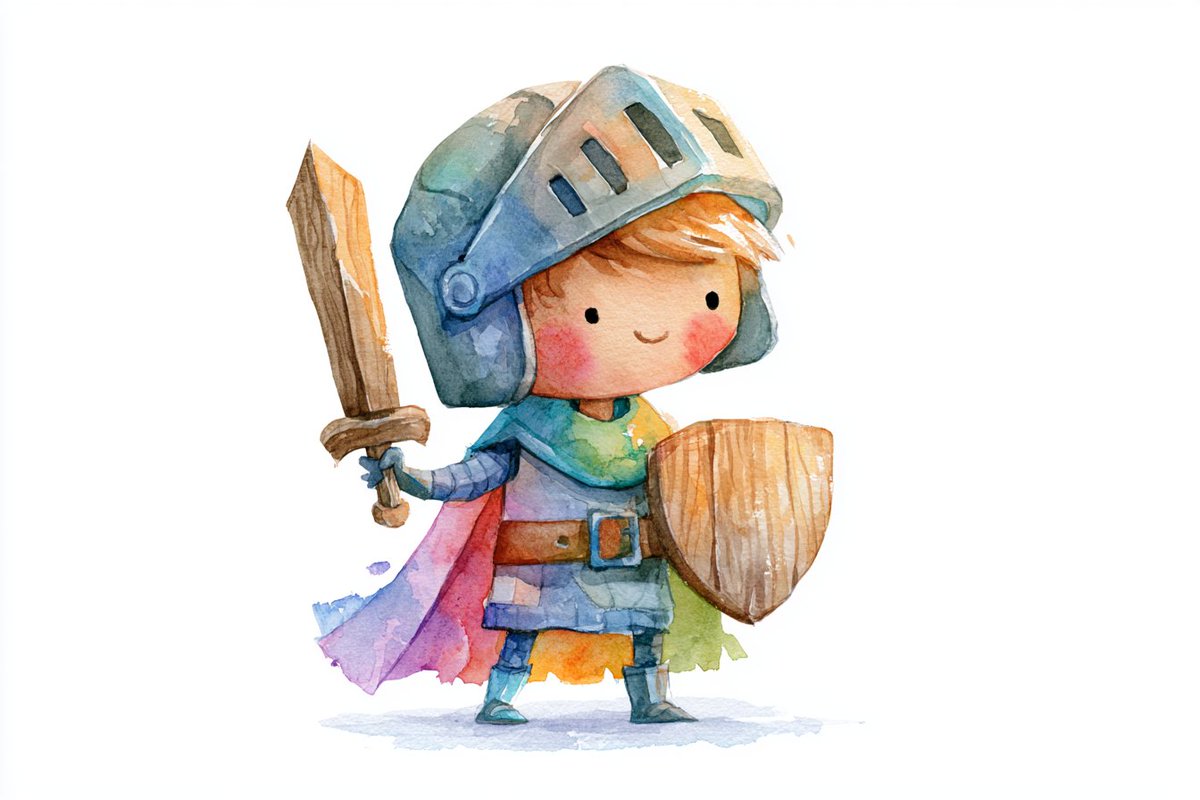 Cute Watercolor Character With Prop Clip Art — AI result, variation 4 of 4