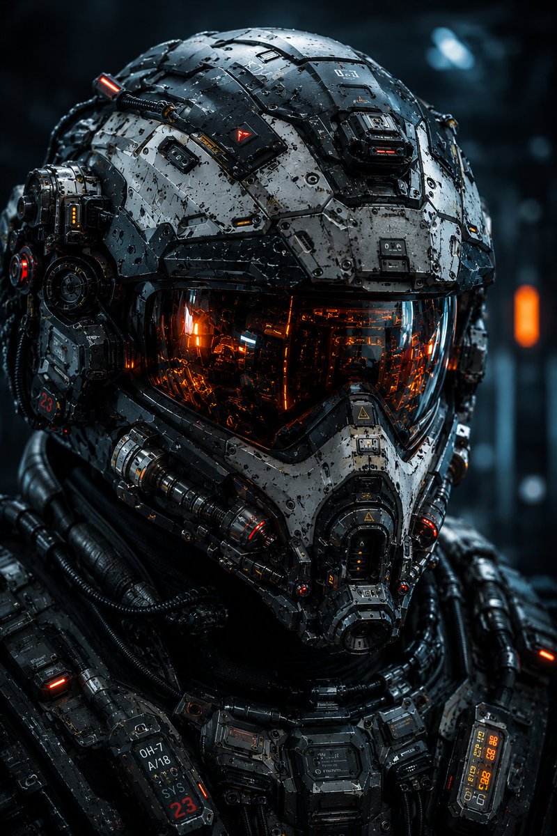 Cybernetic Soldier Helmet Portrait in Cinematic Sci-Fi — AI result, variation 2 of 3