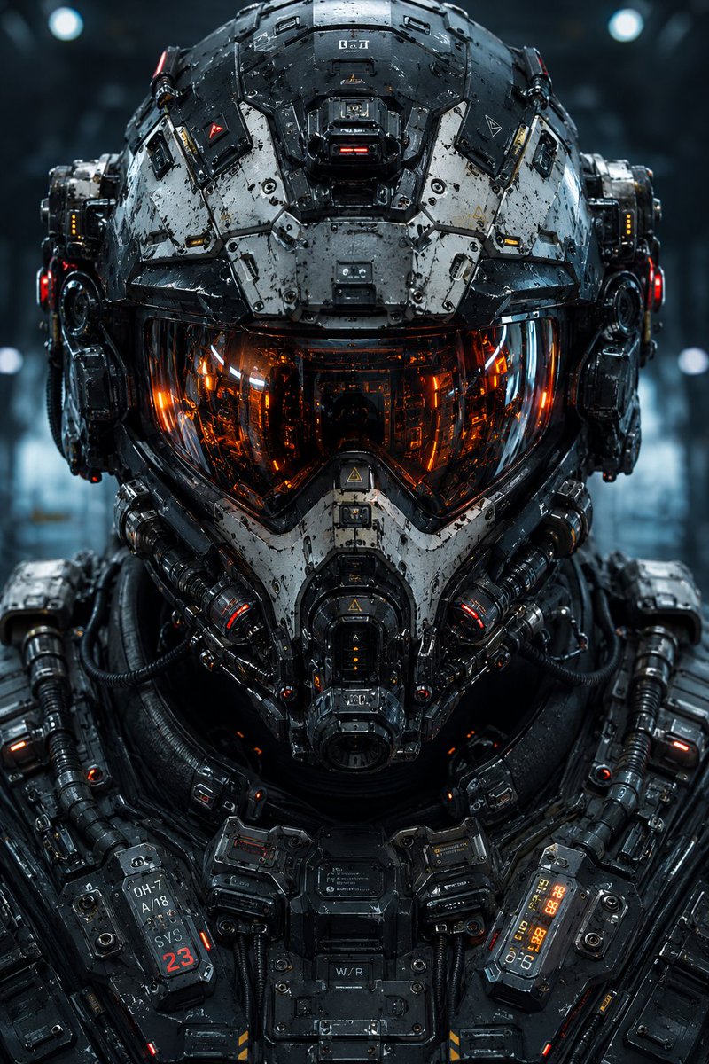 Cybernetic Soldier Helmet Portrait in Cinematic Sci-Fi — AI result, variation 3 of 3