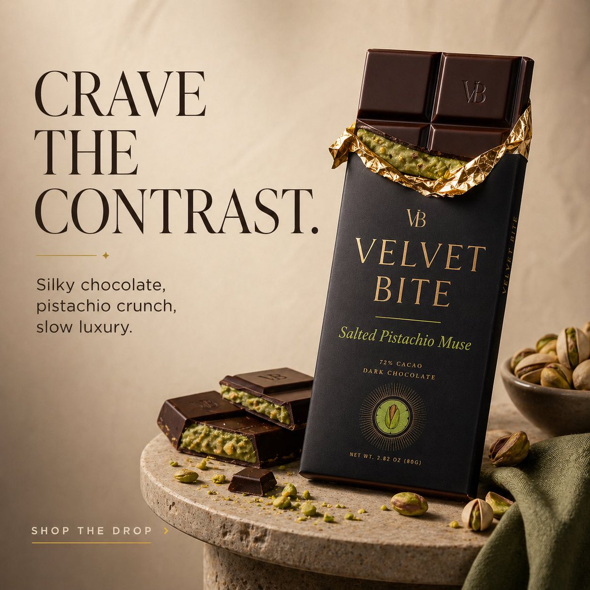 Dark Chocolate Bar Product Ad Campaign — AI result, variation 2 of 3