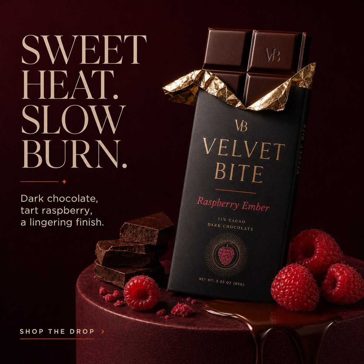 Dark Chocolate Bar Product Ad Campaign — AI result, variation 3 of 3