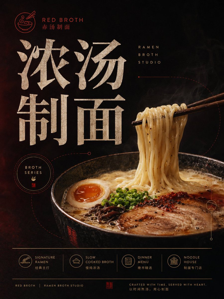 Dark Gourmet Restaurant Brand Poster Template — AI result, variation 2 of 4