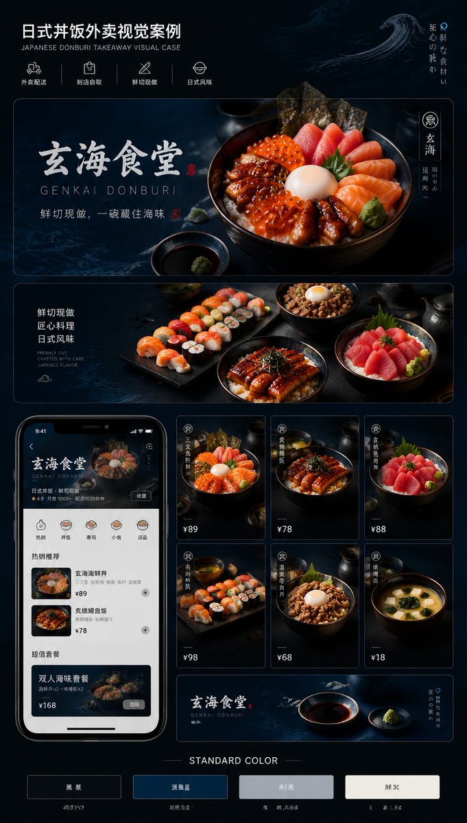 Dark Luxe Food Delivery Brand Board — AI result, variation 2 of 4