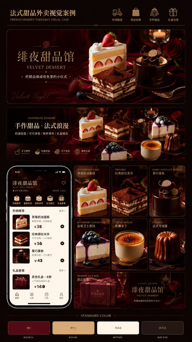 Dark Luxe Food Delivery Brand Board — AI result, variation 3 of 4