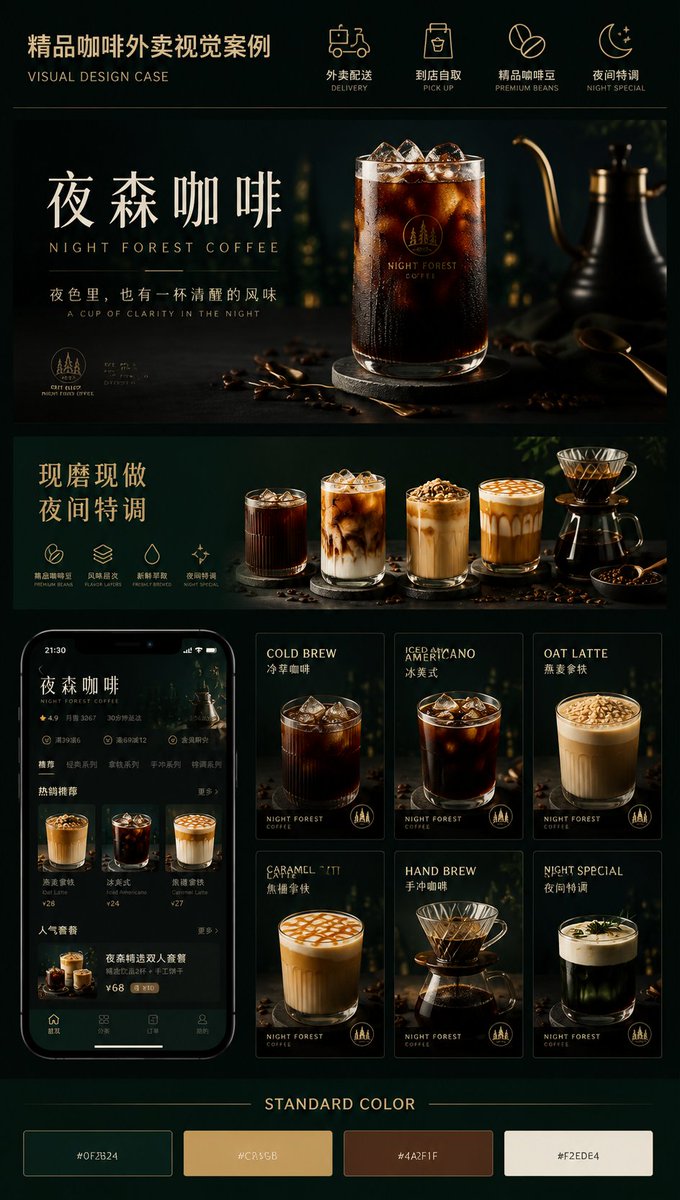 Dark Luxe Food Delivery Brand Board — AI result, variation 4 of 4