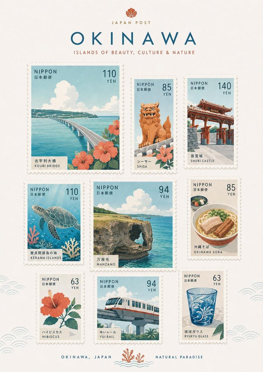 Destination Commemorative Postage Stamp Sheet — AI result, variation 3 of 3