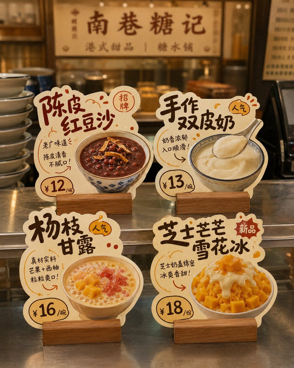 Die-Cut Store Tabletop Cards With Dish Recommendations — AI result, variation 4 of 4