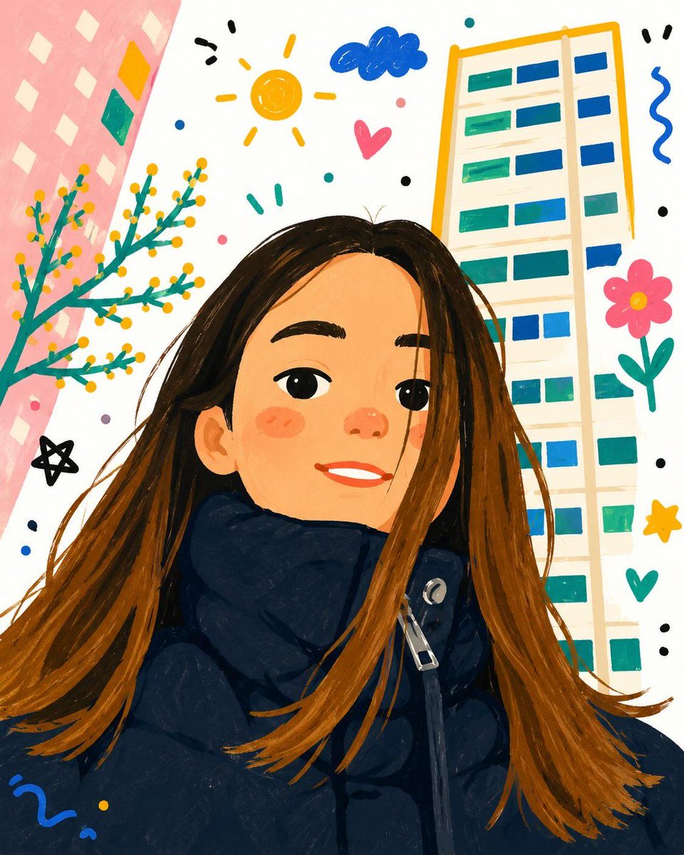 Doodle Couple Mirror Selfie Illustration — AI result, variation 3 of 3