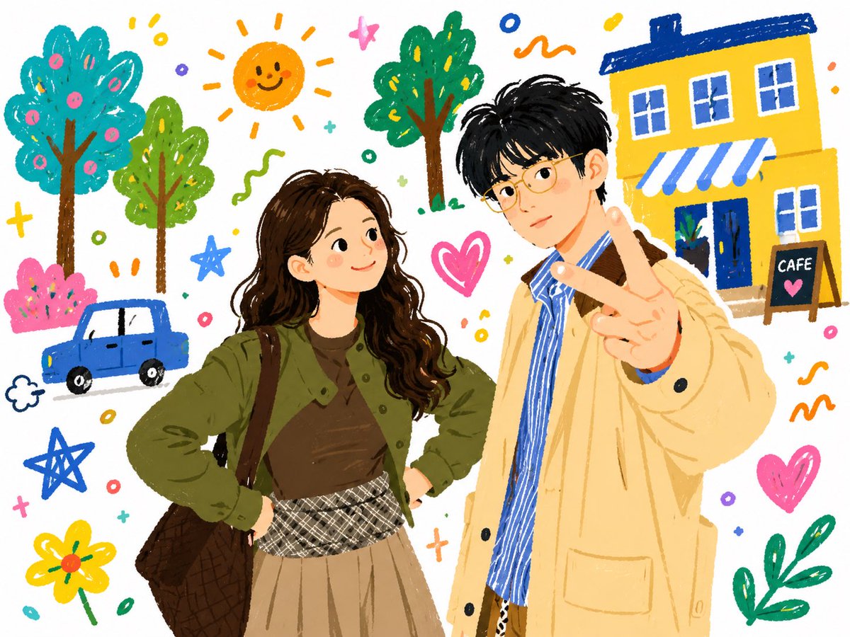 Doodle Folk Flat Illustration From a Photo — AI result, variation 2 of 3