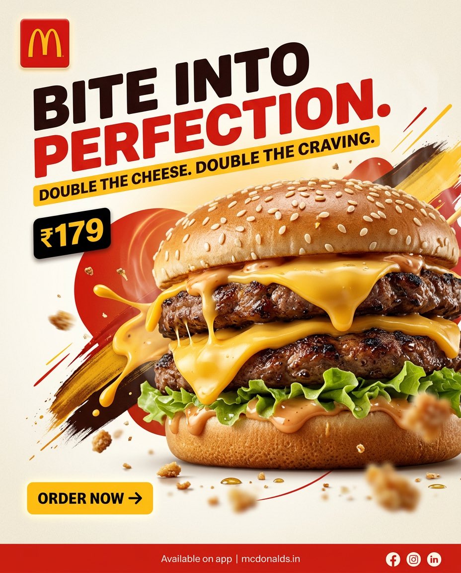 Double Cheese Burger Hero Ad Key Visual — AI result, variation 2 of 2