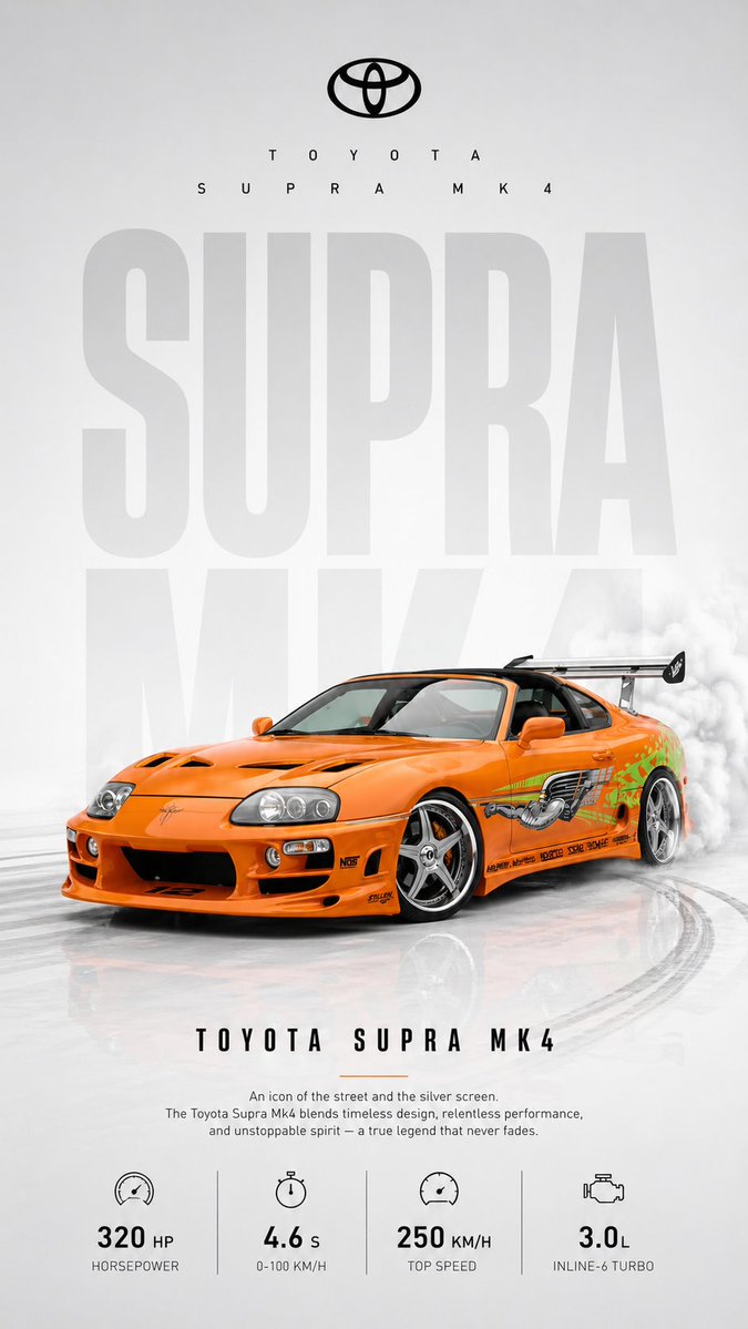 Drifting Car Editorial Poster with Specs Grid — AI result, variation 3 of 4